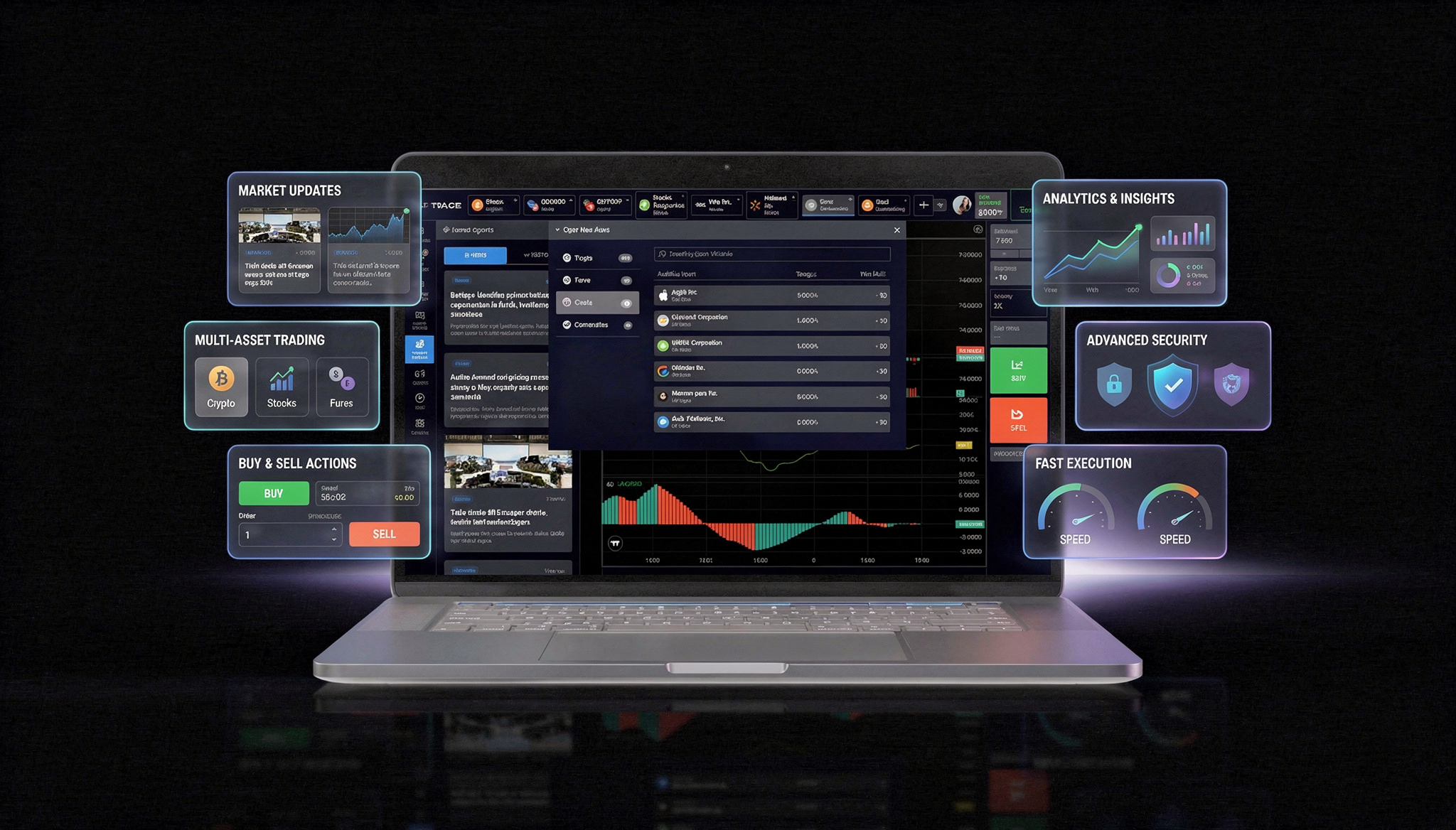 Finantix CRM platform — multi-asset trading interface with real-time analytics